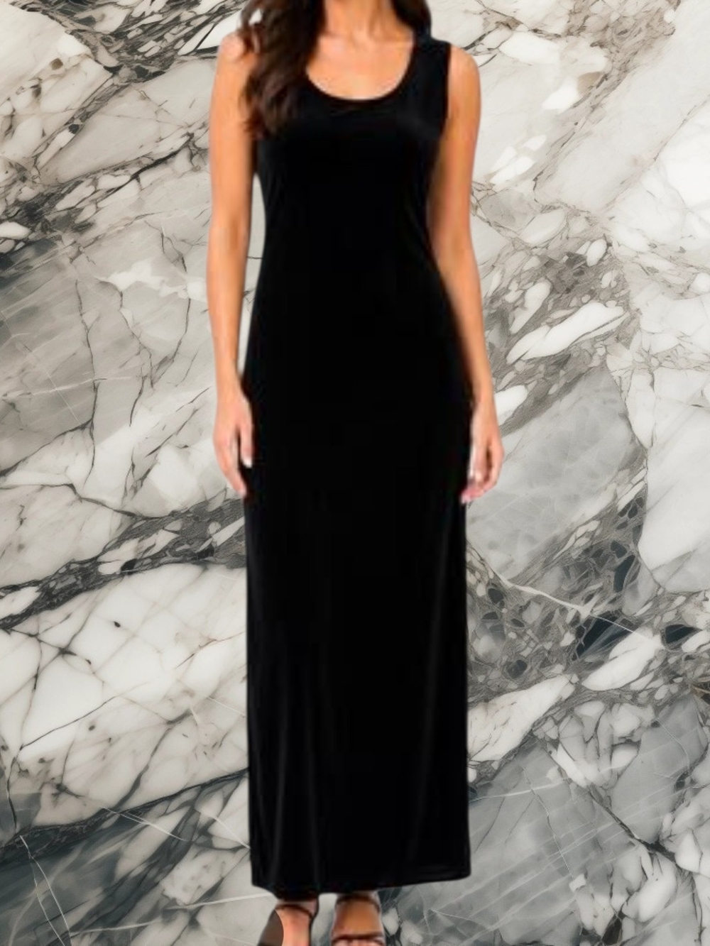 R&M Richards Black Sleeveless Maxi Dress